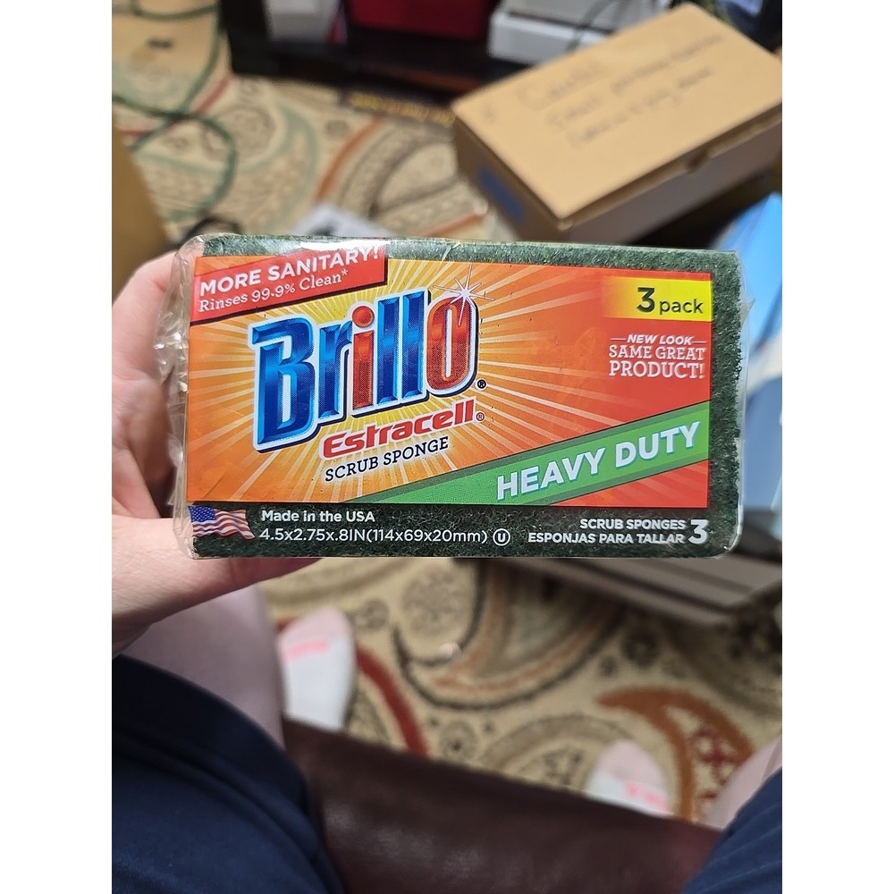 Brillo Estracell 4.5 In. x 2.75 In. Heavy Duty Sponge (3-Count) 21031 Brillo